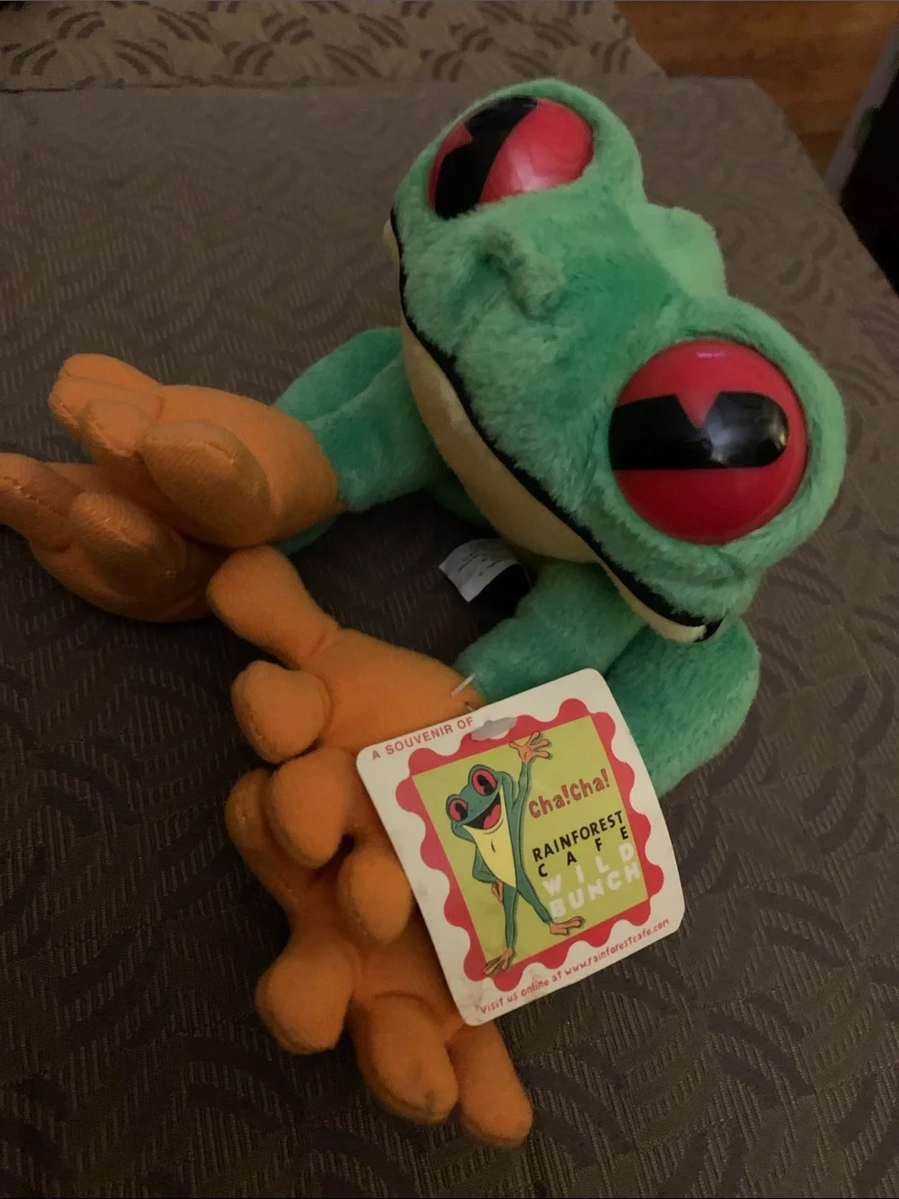 RAINFOREST Plush Green Frog with Orange Feet and Red Eyes